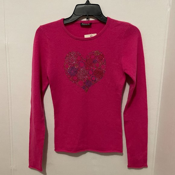 Allen B. By Allen Schwartz Fuchsia Pink Cashmere Sweater - Picture 1 of 5